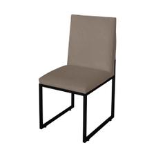 Cadeira Para Sala de Jantar Trendy Base Metálica Preto Suede Cappuccino - Móveis Mafer