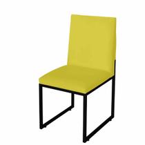 Cadeira Para Sala de Jantar Trendy Base Metálica Preto Tecido Sintético Amarelo - Móveis Mafer