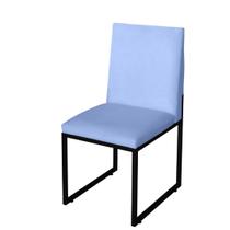 Cadeira Para Sala de Jantar Trendy Base Metálica Preto Tecido Sintético Azul Bebê - Móveis Mafer