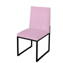 Cadeira Para Sala de Jantar Trendy Base Metálica Preto Tecido Sintético Rosa Bebê - Móveis Mafer