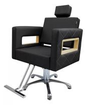 Cadeira Para Salão Berlin Fixa Hidráulica estrela Preta Acetinado Cadeira Para Salão Berlin Fixa Hidráulica estrela Preta Acetinado