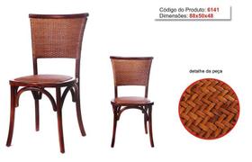 Cadeira Paris Encosto e Assento em Rattan Natural - Cor Castanho