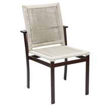 Cadeira Perpétua sem Braço de Jantar em Corda Náutica e Alumínio Bege Fosco/Areia