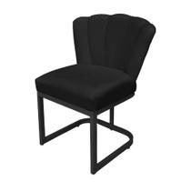 Cadeira Pétala Base de Ferro Preta Veludo Preto - Belliv Decor