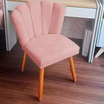 Cadeira Pétala Veludo Rosê Decorativa, Poltrona Sala de Estar, Salão, Quarto, Estética - Pratikza Cadeira Pétala Veludo Rosê Decorativa, Poltrona Sala de Estar, Salão, Quarto, Estética - Pratikza