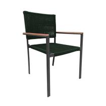 Cadeira Piracicaba Corda Náutica Braço com Detalhe em Madeira Base Alumínio Preto/verde Musgo Cadeira Piracicaba Corda Náutica Braço com Detalhe em Madeira Base Alumínio Preto/verde Musgo