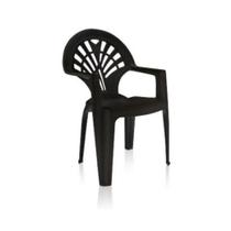 Cadeira Plástica C/Apoio de Braço p/ Sala Cozinha Vime Preta