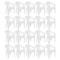 Cadeira Plástica Com Braço Poltrona Branca 20 Unidades
