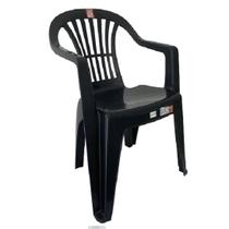 Cadeira Plástica com Braço Preta Suporta até 120Kg - Antares