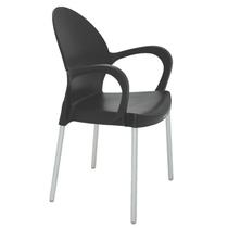 Cadeira plastica com bracos grace preta com pernas de aluminio anodizado - TRAMONTINA
