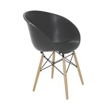 Cadeira plastica elena preta com base 3-d em aco e madeira - TRAMONTINA