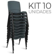 Cadeira Plástica Fixa kit 10 A/E Cinza Lara Cadeira Plástica Fixa kit 10 A/E Cinza Lara