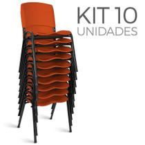 Cadeira Plástica Fixa kit 10 A/E Laranja Lara