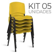 Cadeira Plástica Fixa Kit 5 A/E Amarelo Lara - Shopcadeiras