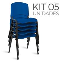 Cadeira Plástica Fixa Kit 5 A/E Azul Lara Cadeira Plástica Fixa Kit 5 A/E Azul Lara
