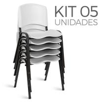 Cadeira Plástica Fixa kit 5 A/E Branco Lara Cadeira Plástica Fixa kit 5 A/E Branco Lara
