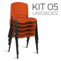 Cadeira Plástica Fixa Kit 5 A/E Laranja Lara Cadeira Plástica Fixa Kit 5 A/E Laranja Lara