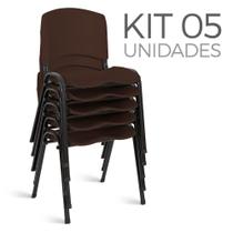 Cadeira Plástica Fixa Kit 5 A/E Marrom Lara - Shopcadeiras