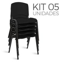 Cadeira Plástica Fixa kit 5 A/E Preto Lara Cadeira Plástica Fixa kit 5 A/E Preto Lara