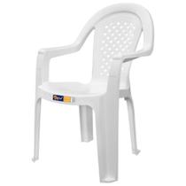 Cadeira Plástica Jacarecica Com Braço Branca Solplast