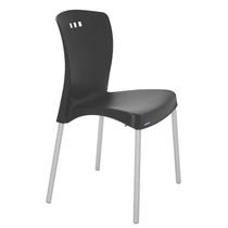 Cadeira plastica mona preta com pernas de aluminio anodizadas - TRAMONTINA