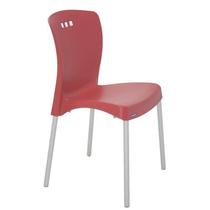 Cadeira plastica mona vermelha com pernas de aluminio anodizadas - TRAMONTINA