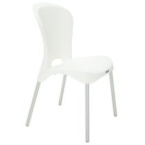 Cadeira plastica monobloco com braco jolie branca com pernas de aluminio anodizadas