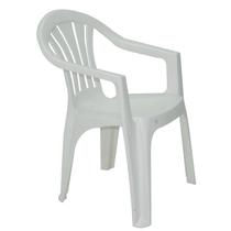 Cadeira plastica monobloco com bracos bertioga branca - TRAMONTINA