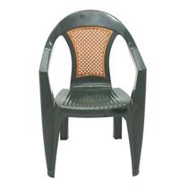Cadeira plastica monobloco com bracos malibu verde com tela radica - TRAMONTINA