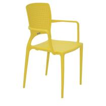 Cadeira plastica monobloco com bracos safira amarela - TRAMONTINA