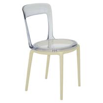 Cadeira plastica montavel luna c base bege e assento transparente - TRAMONTINA