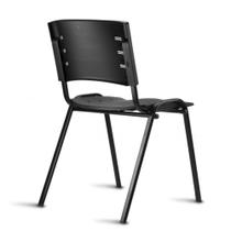 Cadeira plástica new iso fixa pés pretos estrutura preta