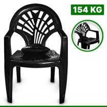 Cadeira Plastica Preta Adulto Com Braços Multiuso 154Kg PAVI PT