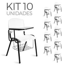 Cadeira Plástica Universitária Kit 10 A/E Branco Lara