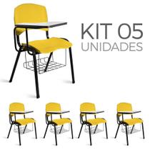 Cadeira Plástica Universitária Kit 5 A/E Amarelo Lara - Shopcadeiras