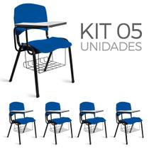 Cadeira Plástica Universitária Kit 5 A/E Azul Lara