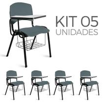 Cadeira Plástica Universitária Kit 5 A/E Cinza Lara - Ideaflex
