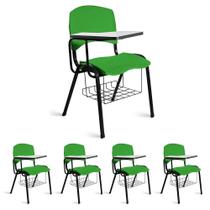 Cadeira Plástica Universitária Kit 5 A/E Verde Lara