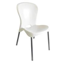 Cadeira Plástico Branca Pé Aço Luxo Antares