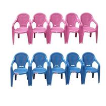 Cadeira Plastico Infantil Poltrona Antares Rosa E ul Kit