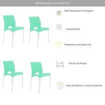 Cadeira Plástico Pés Alumínio Boston Kit 4 Unid Verde Tifany