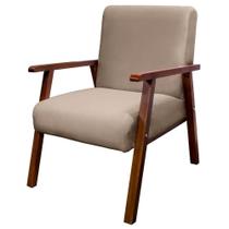 Cadeira Poltrona Bally para Sala Pés Madeira Tecido Capuccino - Will Decor
