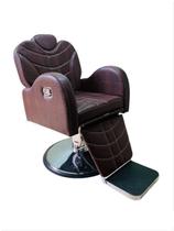 Cadeira Poltrona Barbeiro Reclinável hidráulico Marrom Croco