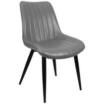Cadeira Poltrona Chicago Estofada Retro - Preto/Cinza 82cm
