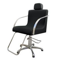 Cadeira Poltrona Confort Plus Para Salão Hidráulica - Preto acetinado