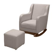 Cadeira Poltrona de Amamentação Balanço com Puff Aquila Plus Linho Bege Cadeira Poltrona de Amamentação Balanço com Puff Aquila Plus Linho Bege