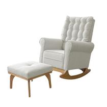 Cadeira Poltrona de Amamentação e Balanço Páris C/ Puff Linho Bege - Anjo de Casa