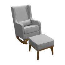 Cadeira Poltrona de Amamentação e Balanço Retro Áquila C/ Puff Cinza - Anjo de Casa