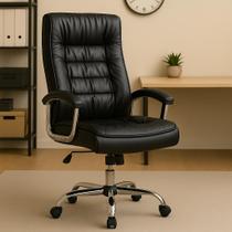 Cadeira Poltrona De Escritório Presidente Ergonômica Com 42 Molas Ensacadas e Pillow Top no Assento e Encosto Executiva Giratória Big Preto Cadeira Poltrona De Escritório Presidente Ergonômica Com 42 Molas Ensacadas e Pillow Top no Assento e Encosto Executiva Giratória Big Preto