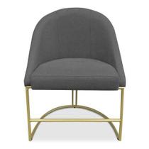 Cadeira Poltrona De Jantar Bela Base Metálica Industrial Dourado Sala Recepção Escritório Veludo Grafite Do Lar Móveis
